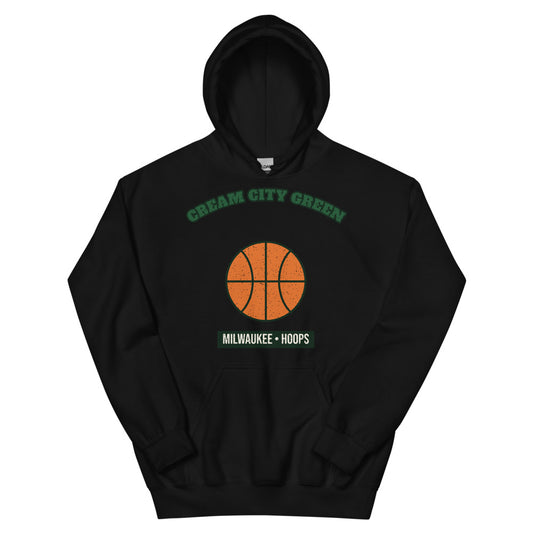 Cream City Green Hoops Hoodie in black, front