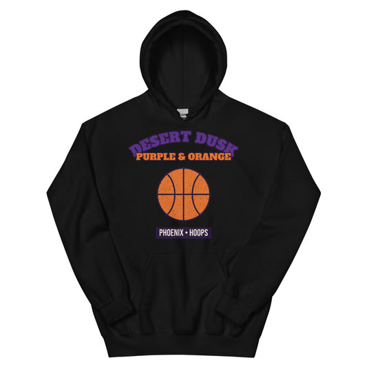 Desert Dusk Purple & Orange Hoops Hoodie in black, front