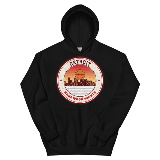 Detroit Hardwood Nights Hoodie in black, front