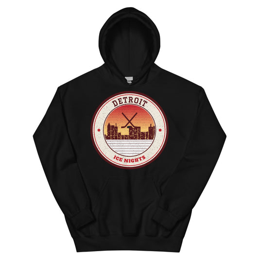 Detroit Ice Nights Hoodie in black, front