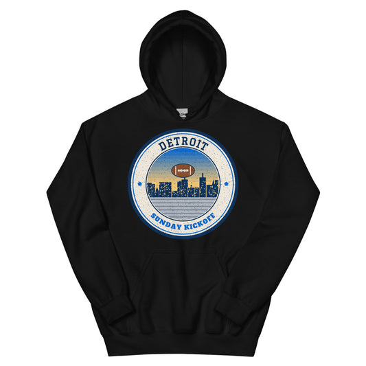 Detroit Sunday Kickoff Hoodie in black, front