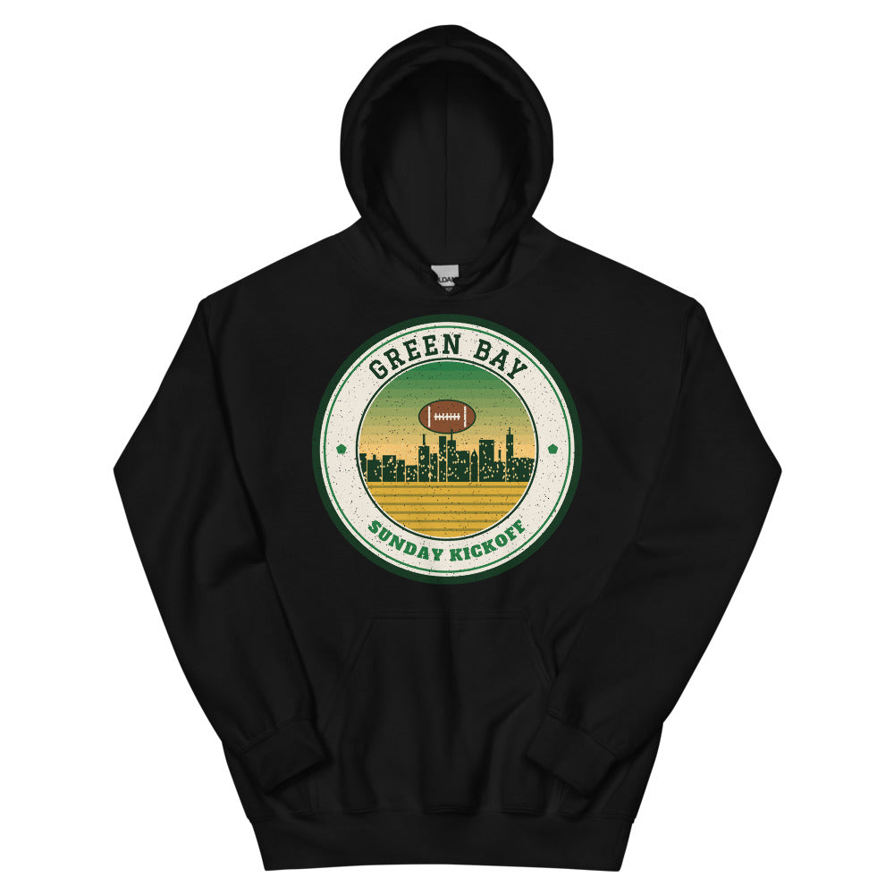 Green Bay Sunday Kickoff Hoodie in black, front