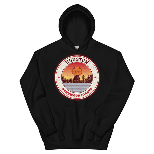 Houston Hardwood Nights Hoodie in black, front
