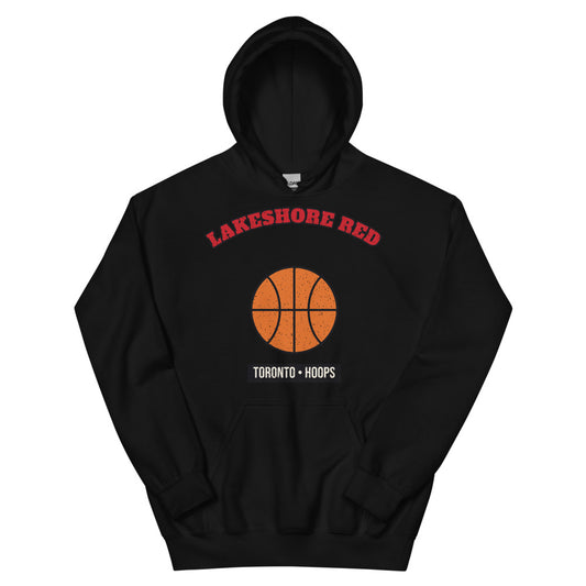 Lakeshore Red Hoops Hoodie in black, front