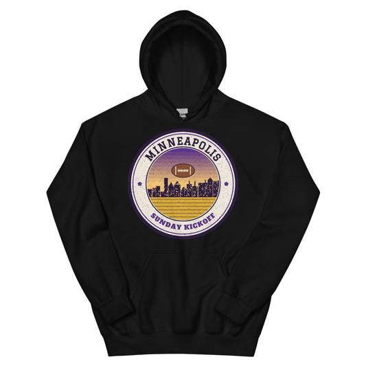 Minneapolis Sunday Kickoff Hoodie in black, front