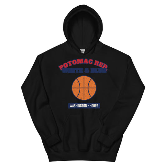 Potomac Red, White & Blue Hoops Hoodie in black, front