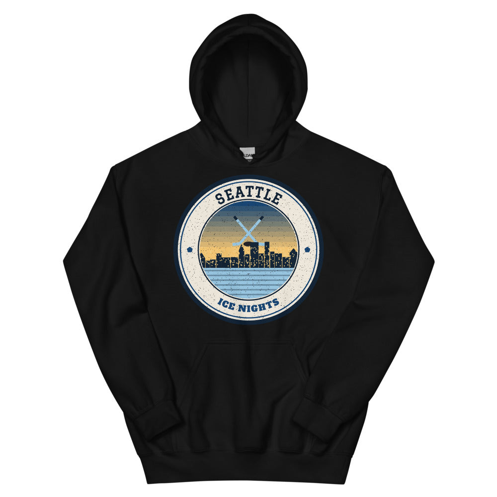 Seattle Ice Nights Hoodie in black, front