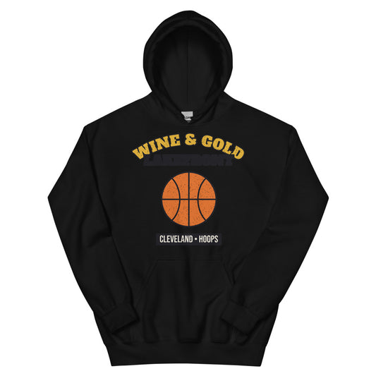 Wine & Gold Lakefront Hoops Hoodie in black, front
