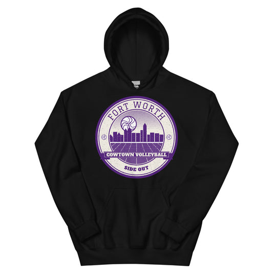 Fort Worth Cowtown Volleyball Hoodie in black, front