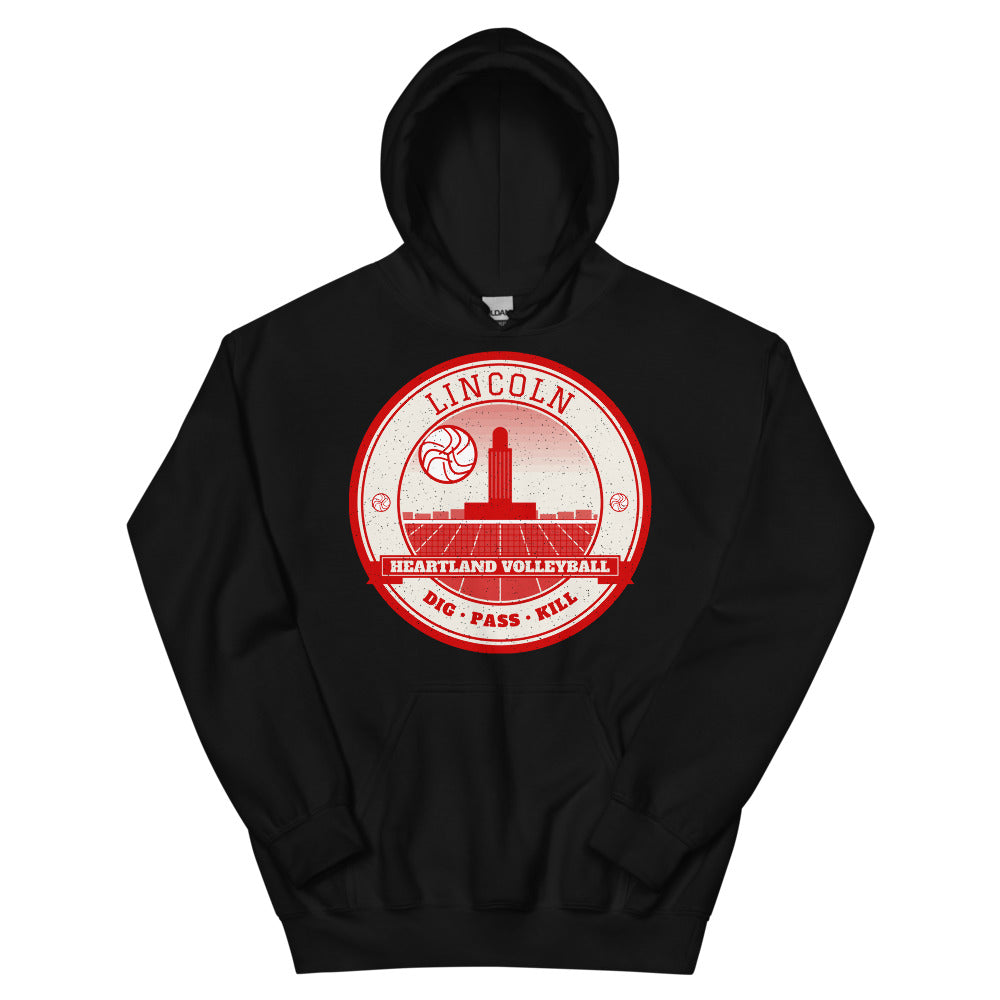 Lincoln Heartland Volleyball Hoodie in black, front