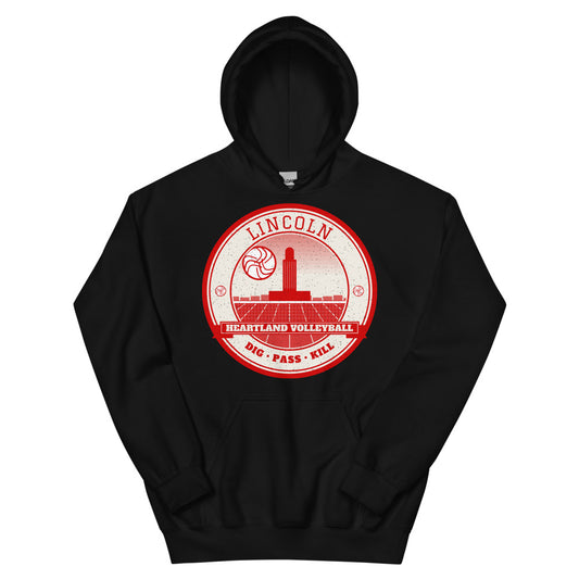 Lincoln Heartland Volleyball Hoodie in black, front
