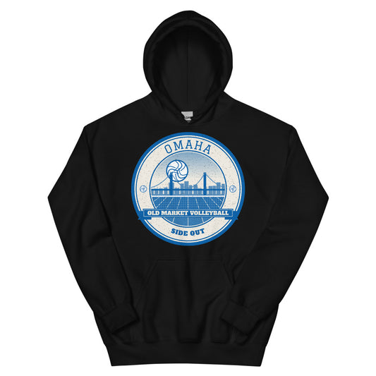 Omaha Old Market Volleyball Hoodie in black, front