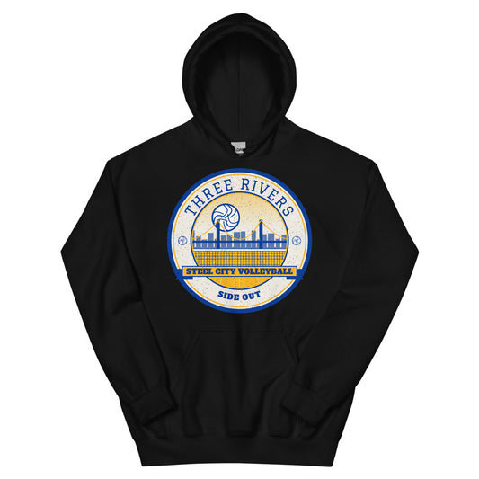 Three Rivers Steel City Volleyball Hoodie in black, front