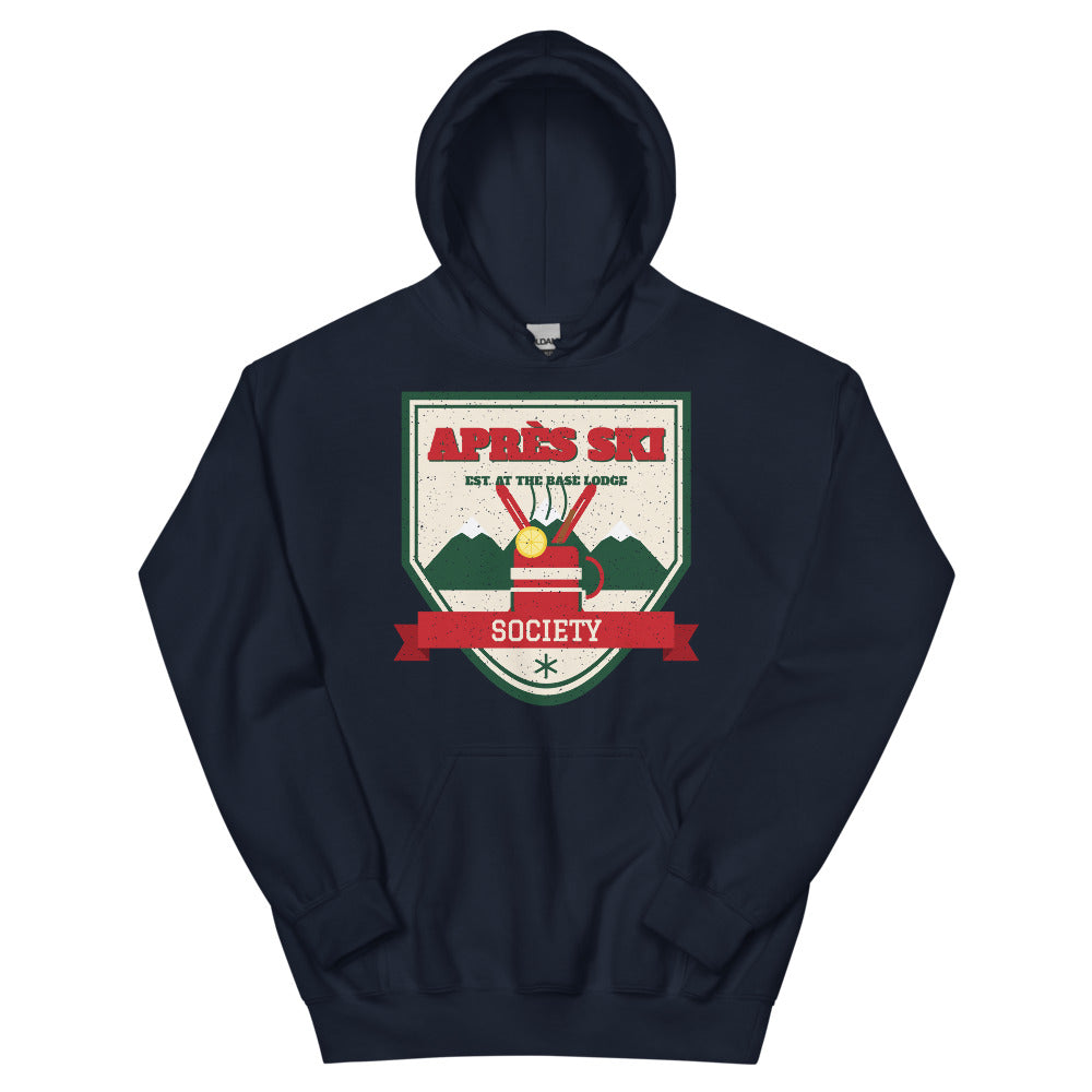 Après Ski Society Unisex Hoodie in navy, front view