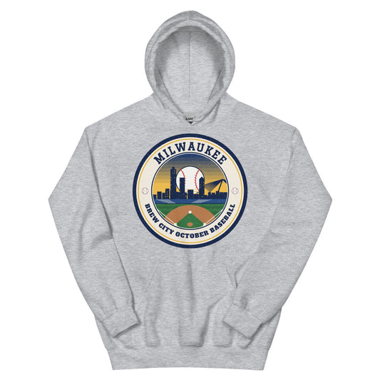 Milwaukee Brew City October Baseball Hoodie in sport grey, front