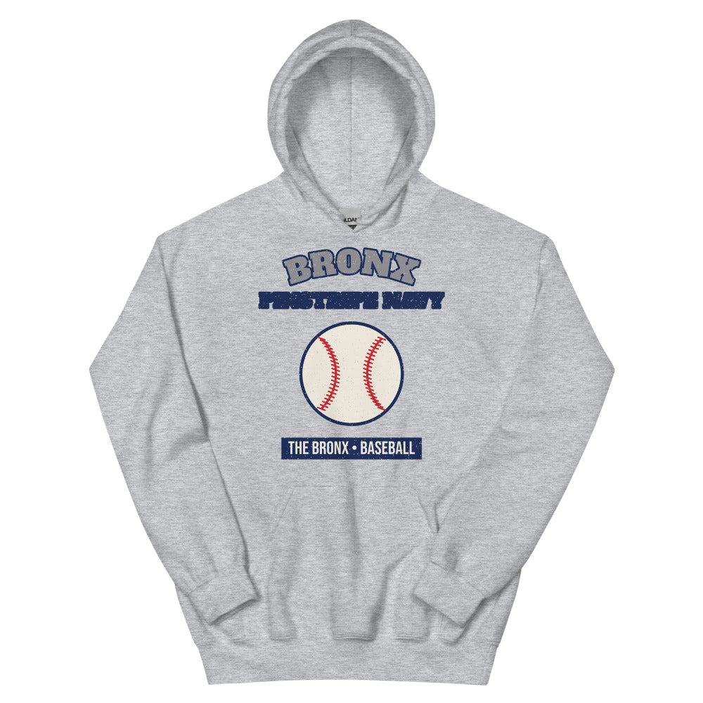 Bronx Pinstripe Navy Baseball Hoodie in sport grey, front