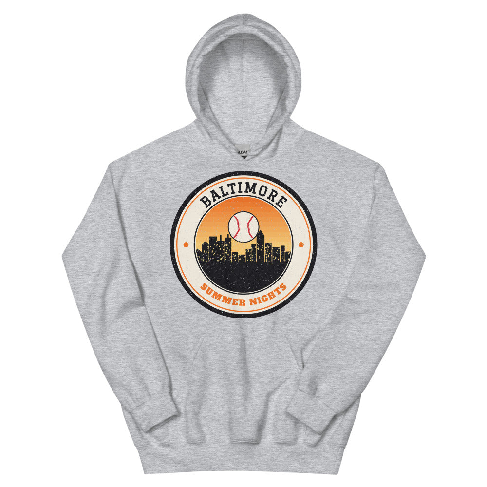 Baltimore Summer Nights Ballpark Hoodie in sport grey, front