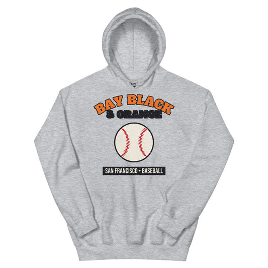 Bay Black & Orange Baseball Hoodie in sport grey, front