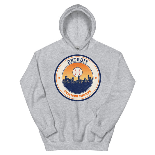 Detroit Summer Nights Ballpark Hoodie in sport grey, front