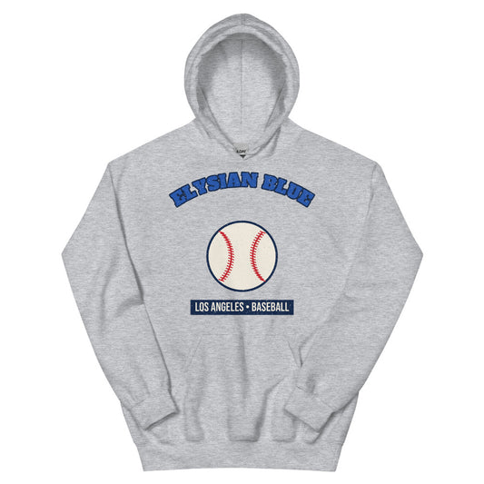 Elysian Blue Baseball Hoodie in sport grey, front