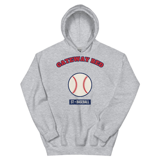 Gateway Red Baseball Hoodie in sport grey, front