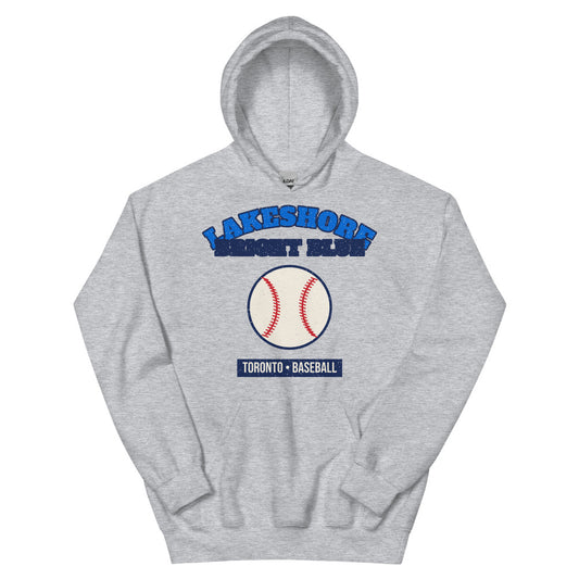 Lakeshore Bright Blue Baseball Hoodie in sport grey, front