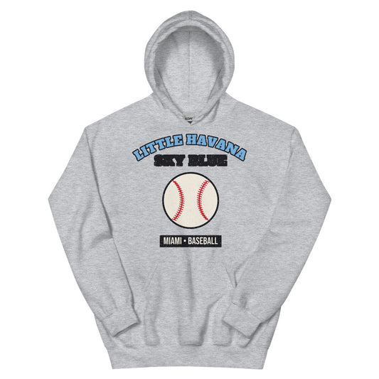 Little Havana Sky Blue Baseball Hoodie in sport grey, front