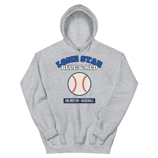 Lone Star Blue & Red Baseball Hoodie in sport grey, front