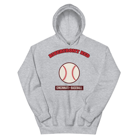 Riverfront Red Baseball Hoodie in sport grey, front