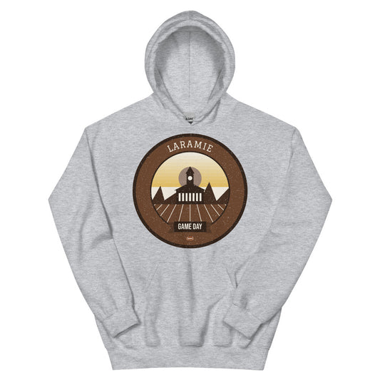 Brown & Gold High Plains Game Day Hoodie in sport grey, front