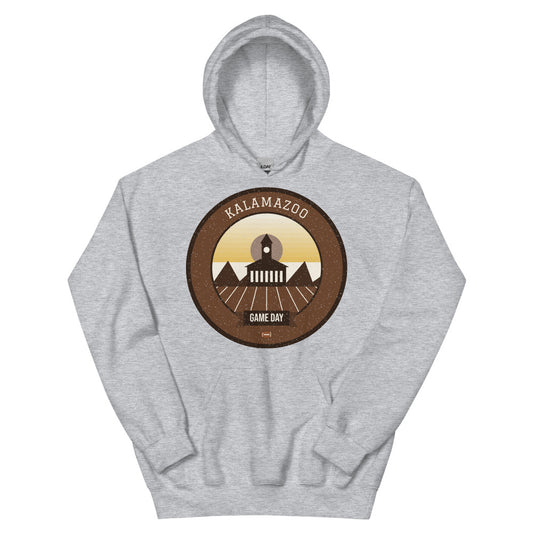 Brown & Gold Kalamazoo Game Day Hoodie in sport grey, front