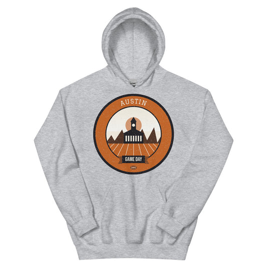 Burnt Orange Hill Country Game Day Hoodie in sport grey, front