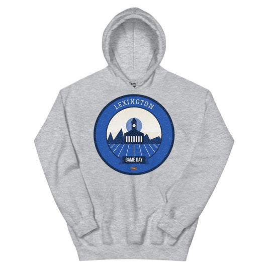 Bluegrass Blue & White Game Day Hoodie in sport grey, front
