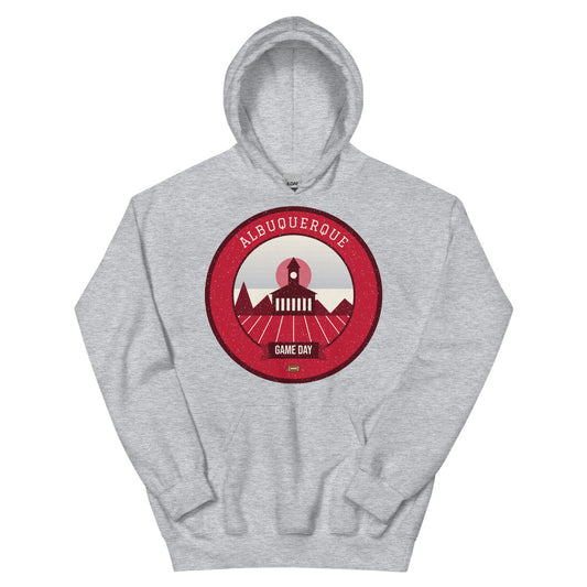 Cherry & Silver Balloon Game Day Hoodie in sport grey, front