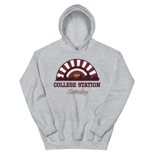 College Station Saturday Hoodie in sport grey, front