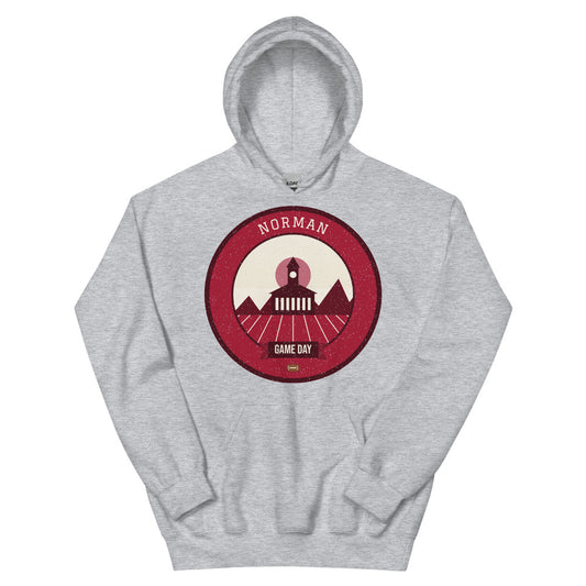 Crimson & Cream Red Dirt Game Day Hoodie in sport grey, front