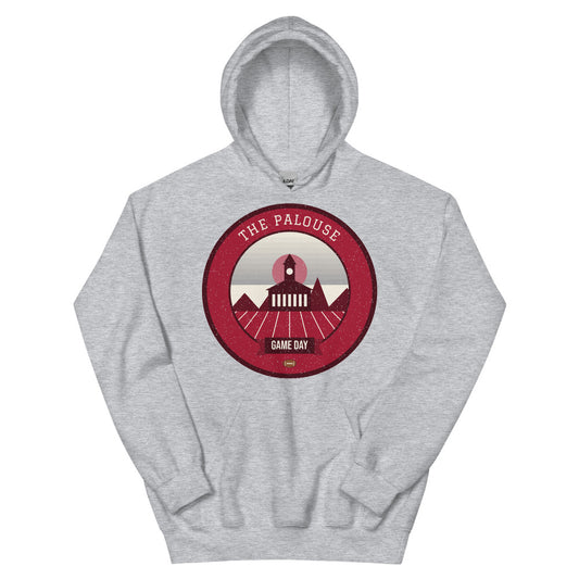 Crimson & Gray Wheat Hills Game Day Hoodie in sport grey, front