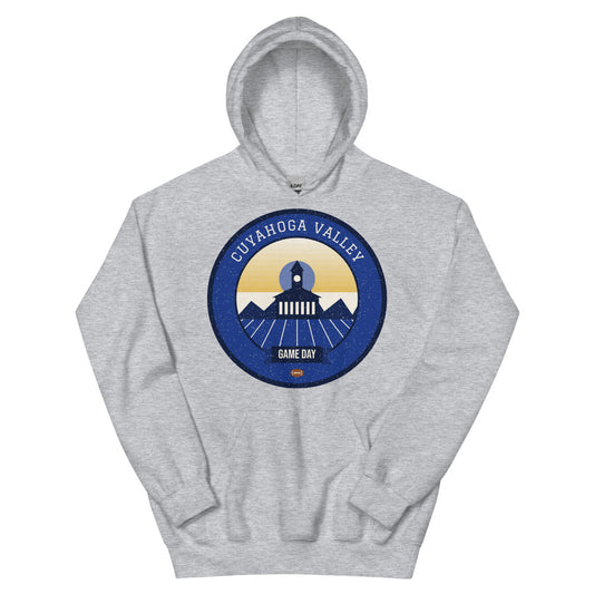 Deep Blue & Gold Valley Falls Game Day Hoodie in sport grey, front