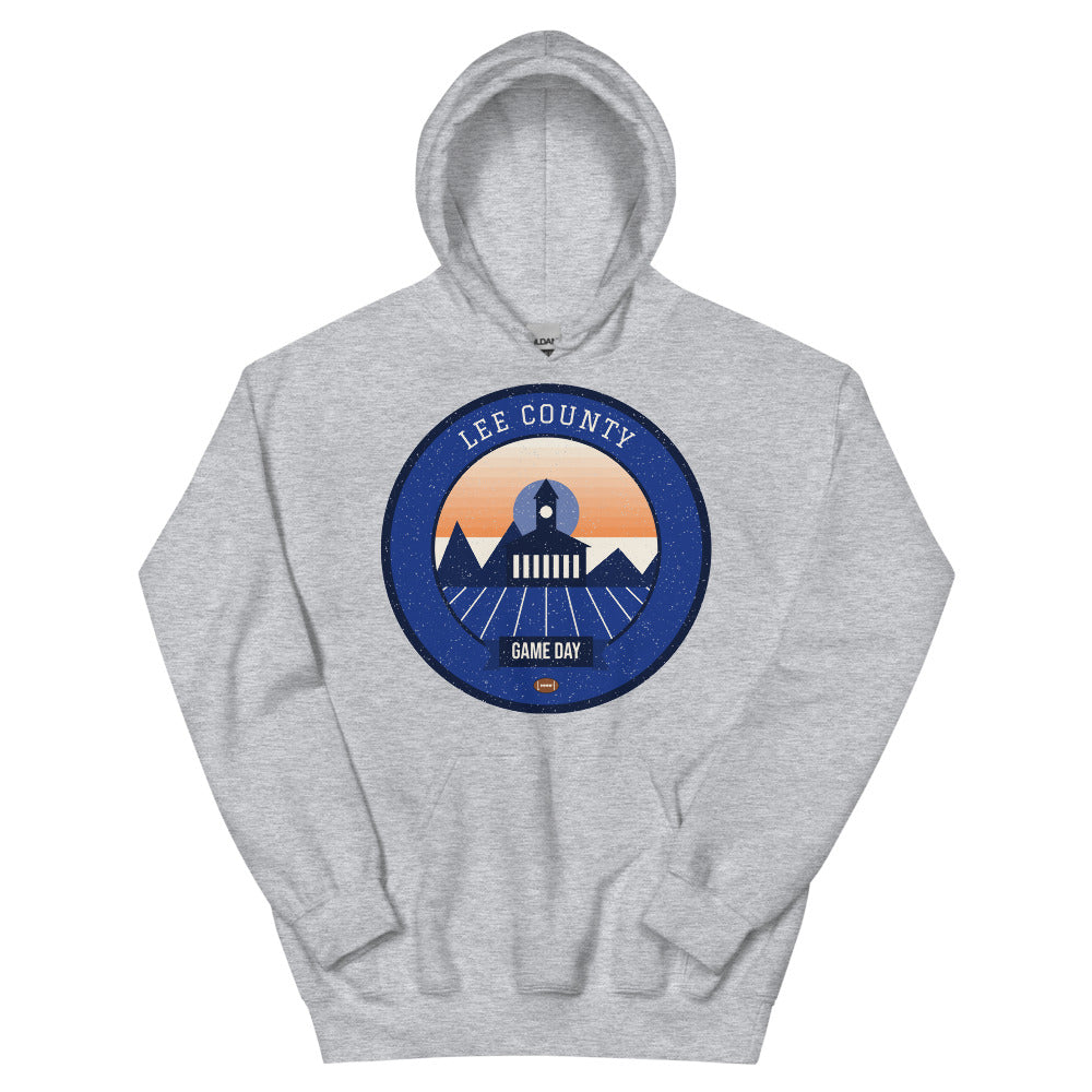 Deep Blue & Orange Oak Corner Game Day Hoodie in sport grey, front