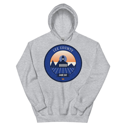 Deep Blue & Orange Oak Corner Game Day Hoodie in sport grey, front