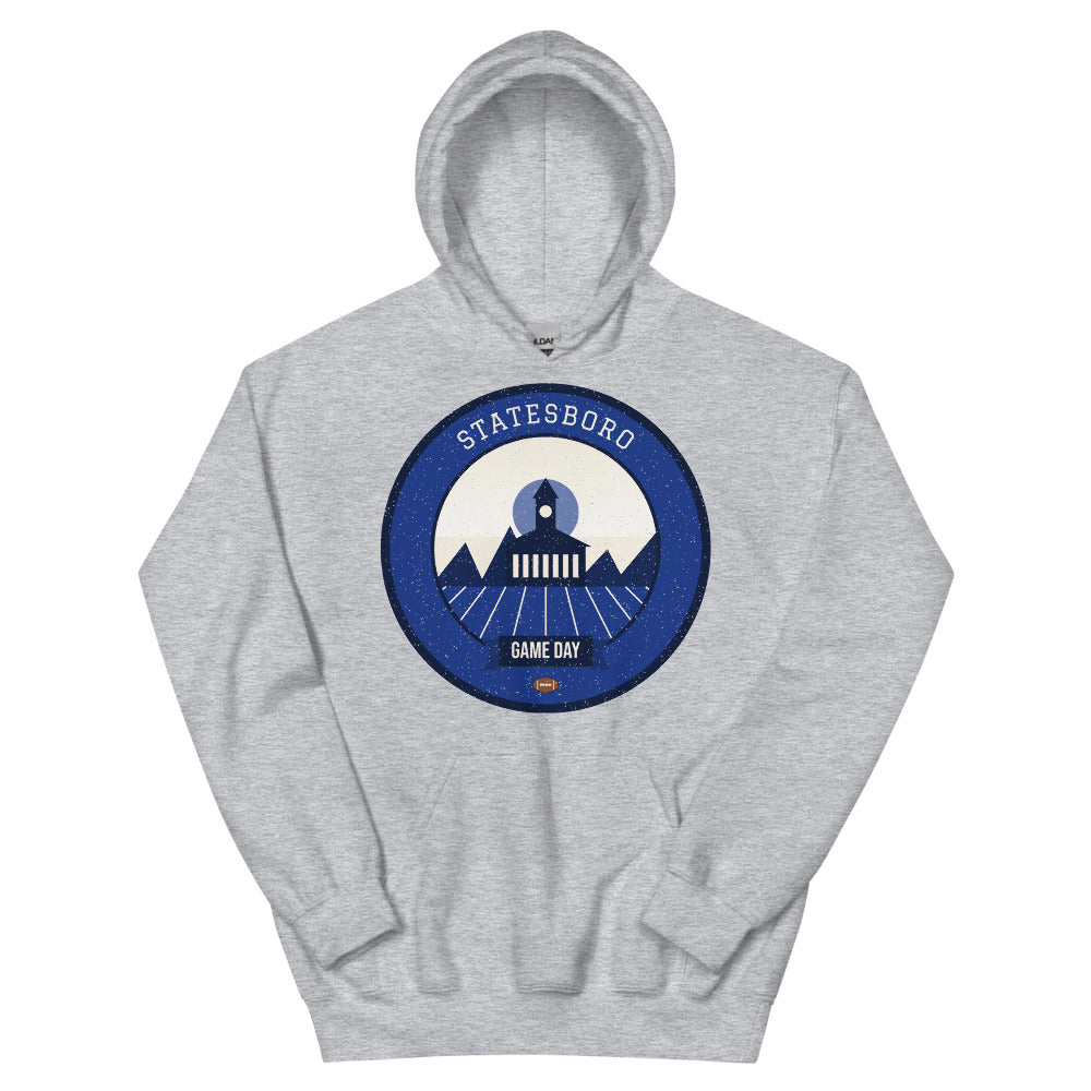 Deep Blue Coastal Plain Game Day Hoodie in sport grey, front