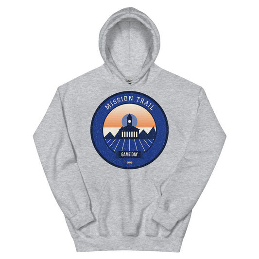 Deep Blue Mission Trail Game Day Hoodie in sport grey, front