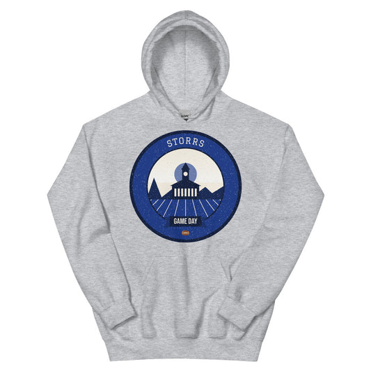 Deep Blue Stone Wall Game Day Hoodie in sport grey, front