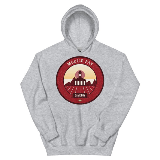 Deep Red Bay Azalea Game Day Hoodie in sport grey, front