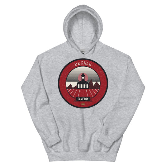Deep Red Crossroads Game Day Hoodie in sport grey, front