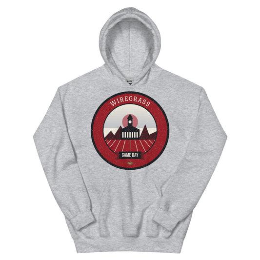 Deep Red Wiregrass Game Day Hoodie in sport grey, front