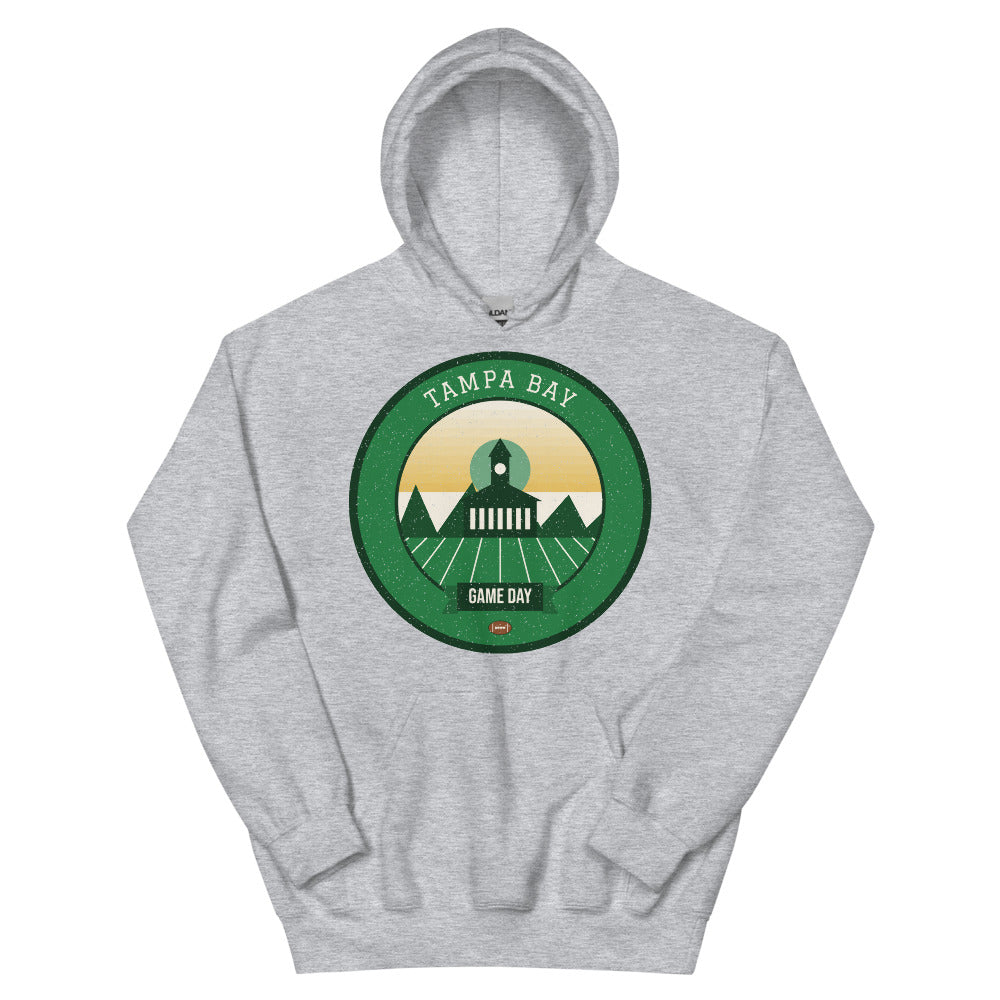 Green & Gold Bay Lights Game Day Hoodie in sport grey, front