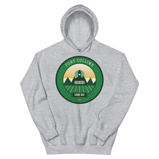 Green & Gold Foothills Game Day Hoodie in sport grey, front