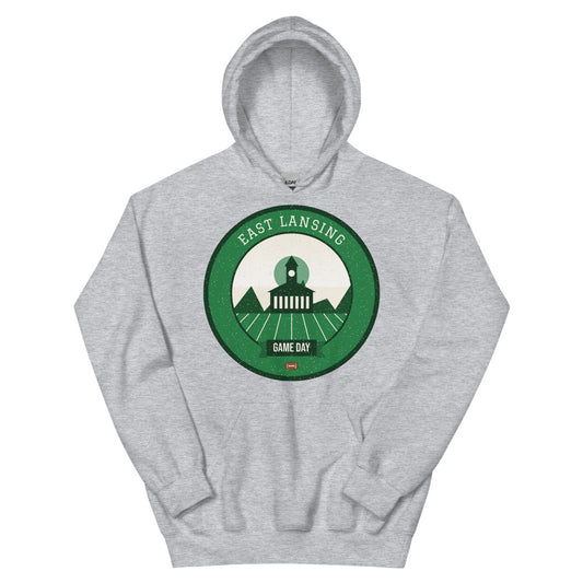 Green & White Red Cedar Game Day Hoodie in sport grey, front