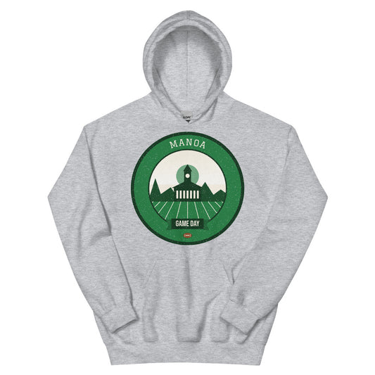Green & White Ridge Surf Game Day Hoodie in sport grey, front